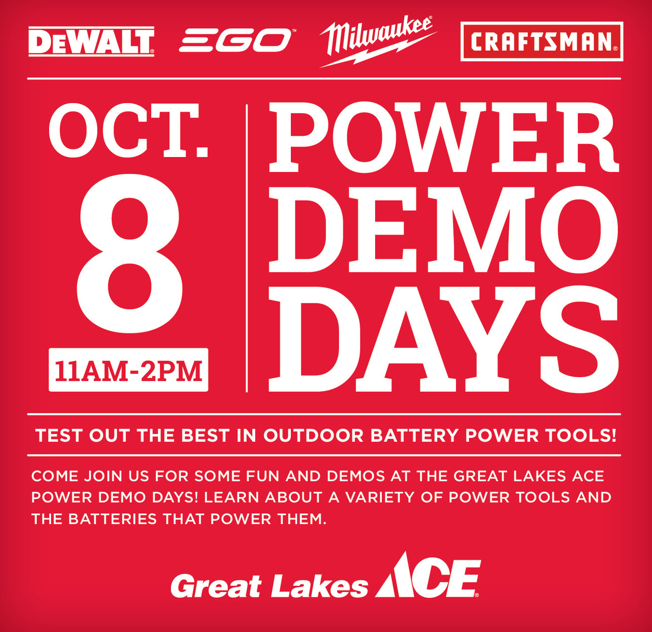Power Tool Demo Day - Great Lakes Ace Hardware Store
