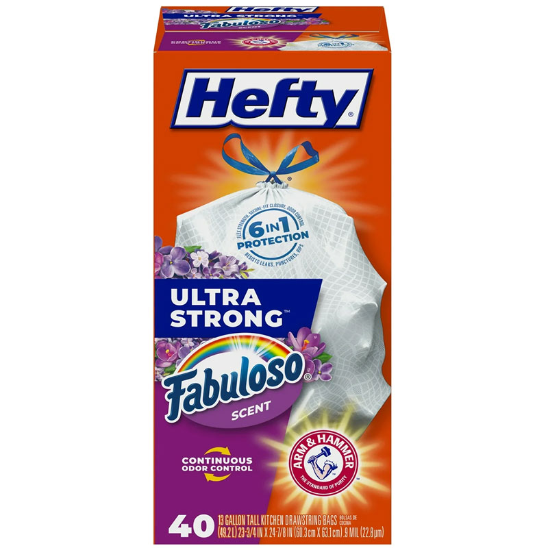 Hefty® Ultra Strong Fabuloso Scent Tall Kitchen Drawstring Bags, 13 Gal. 40 Pk.