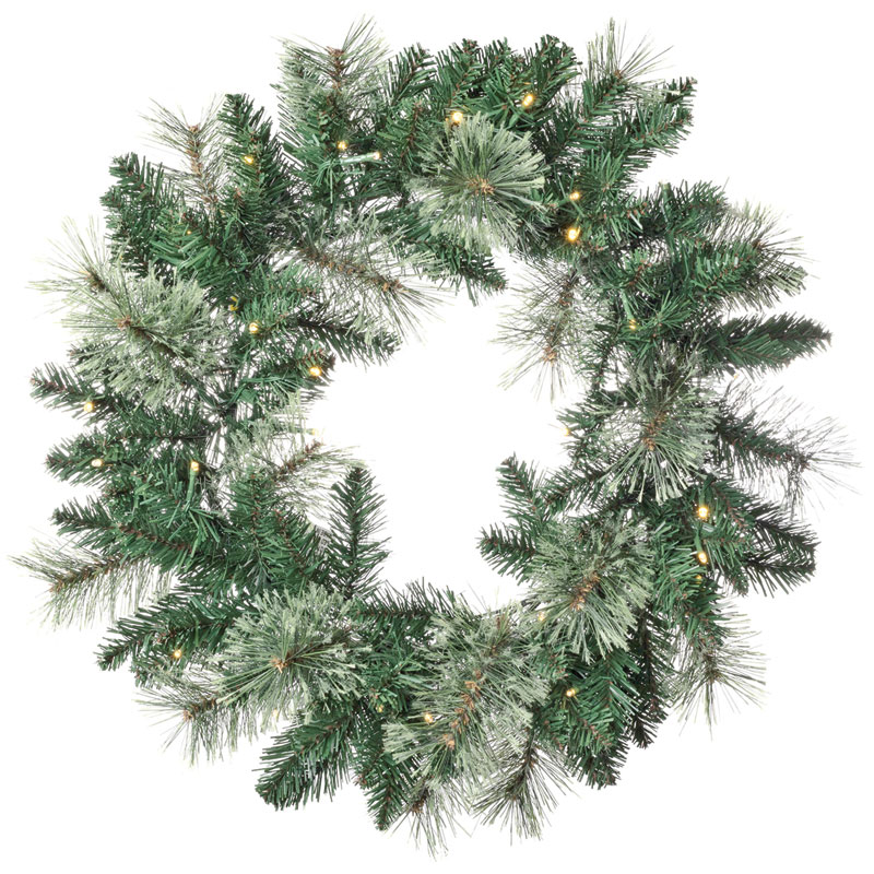 24" Celebrations LED Prelight Multicolored Warm White Mixed Pine Wreath