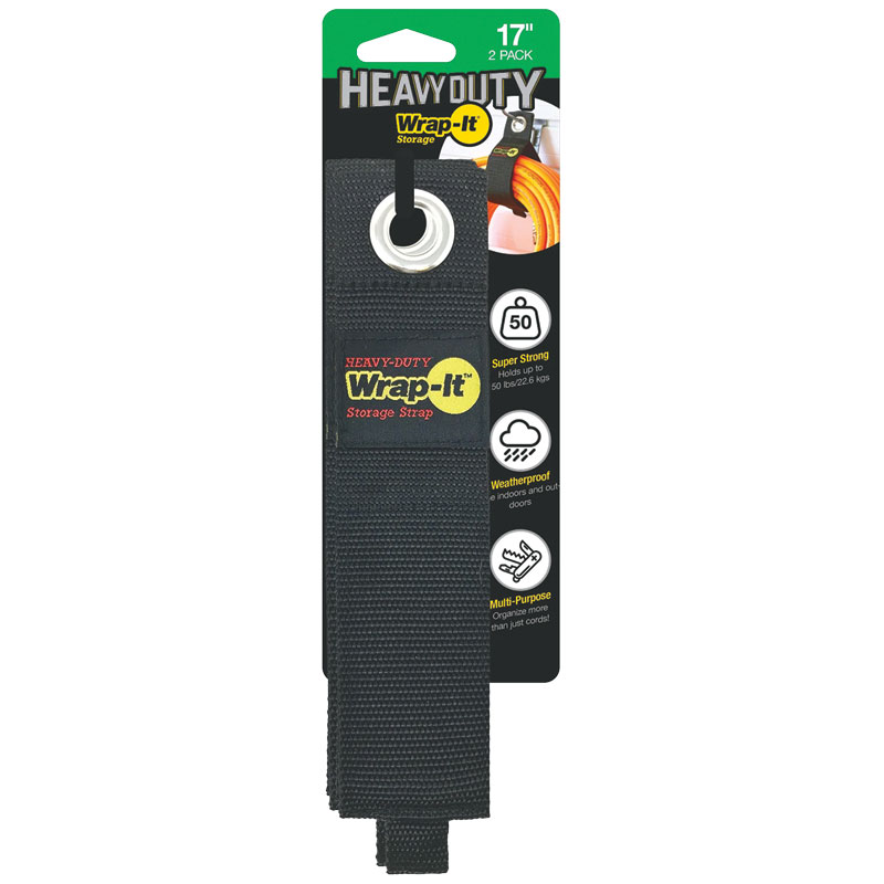 Wrap-It® Heavy-Duty 2" W X 17" L Black Storage Straps 50 Lb, 2 Pk.