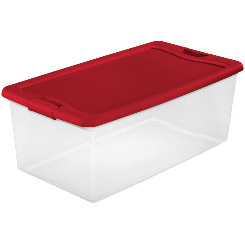 106 Qt. Sterilite Clear With Red Lid Latching Storage Box