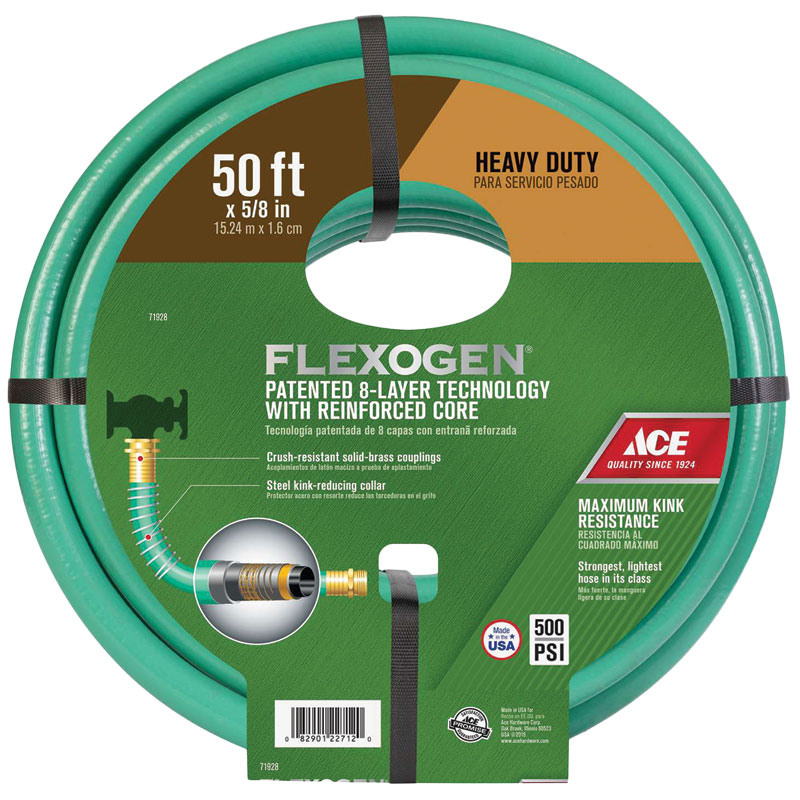 50' Ace® Flexogen Premium Grade Green Vinyl Garden Hose