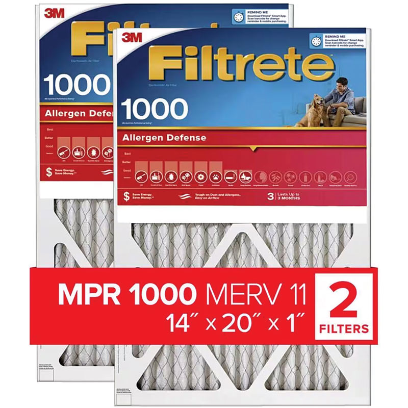 14" x 20" 3M Filtrete™ 1000 MPR Pleated Air Filter, 2 Pk.