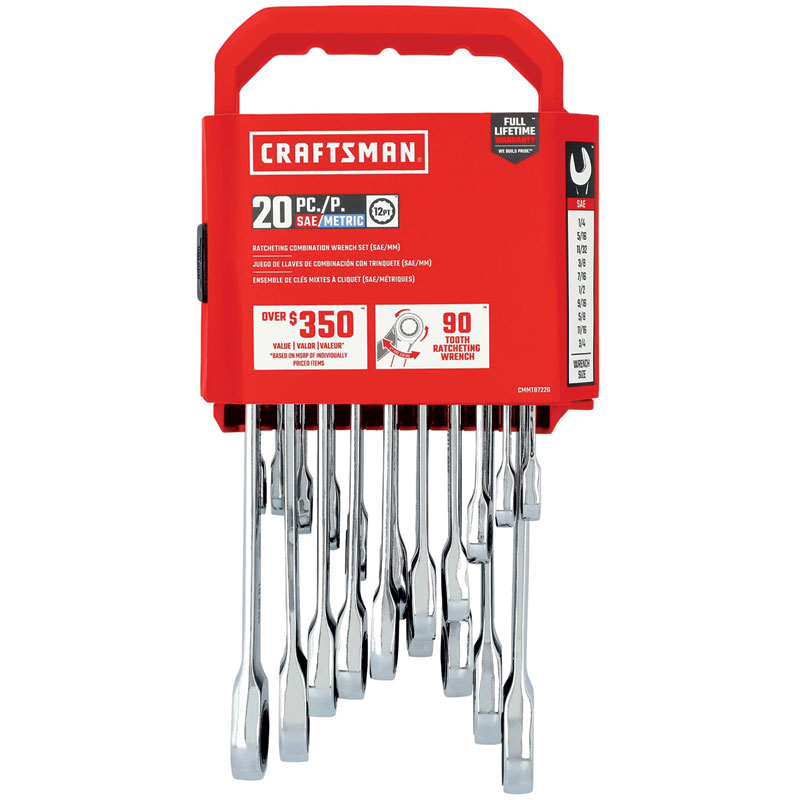 20 Pc. CRAFTSMAN® 12 Point Metric And SAE Ratcheting Box Wrench Set