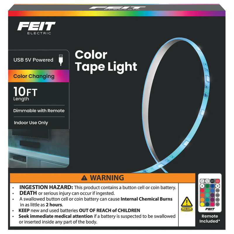 10 Ft. Feit Multicolor Plug-In LED Tape Light