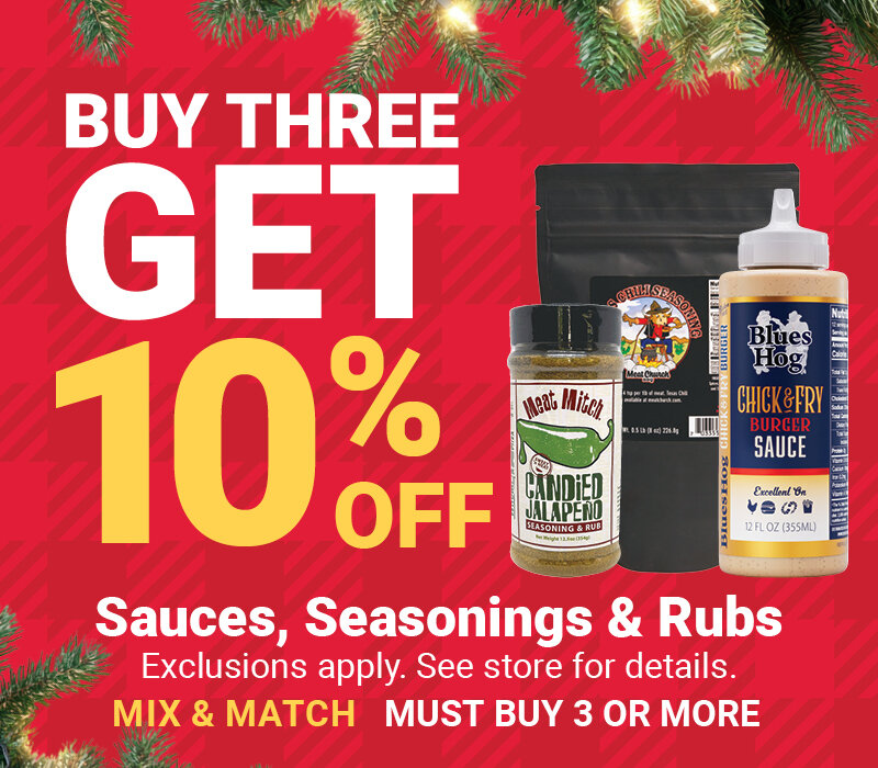 Buy 3 Get 10% OFF Sauces, Seasonings & Rubs
