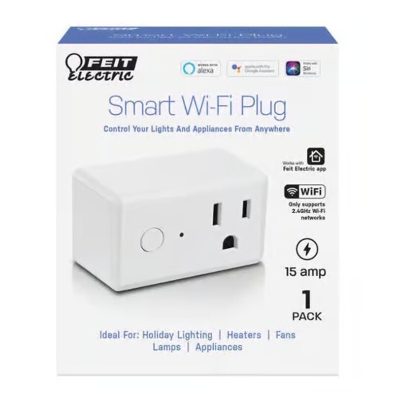 Feit Smart Home Commercial and Residential Plastic Indoor Smart-Enabled Plug 1-15R