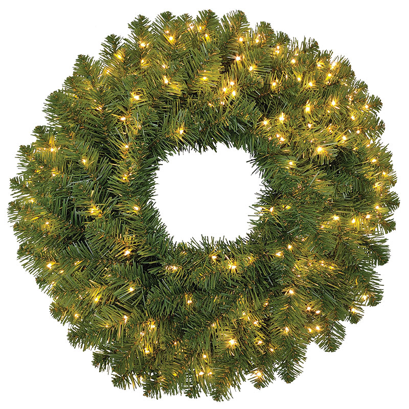 24" LED Prelit Warm White Cascading Wreath